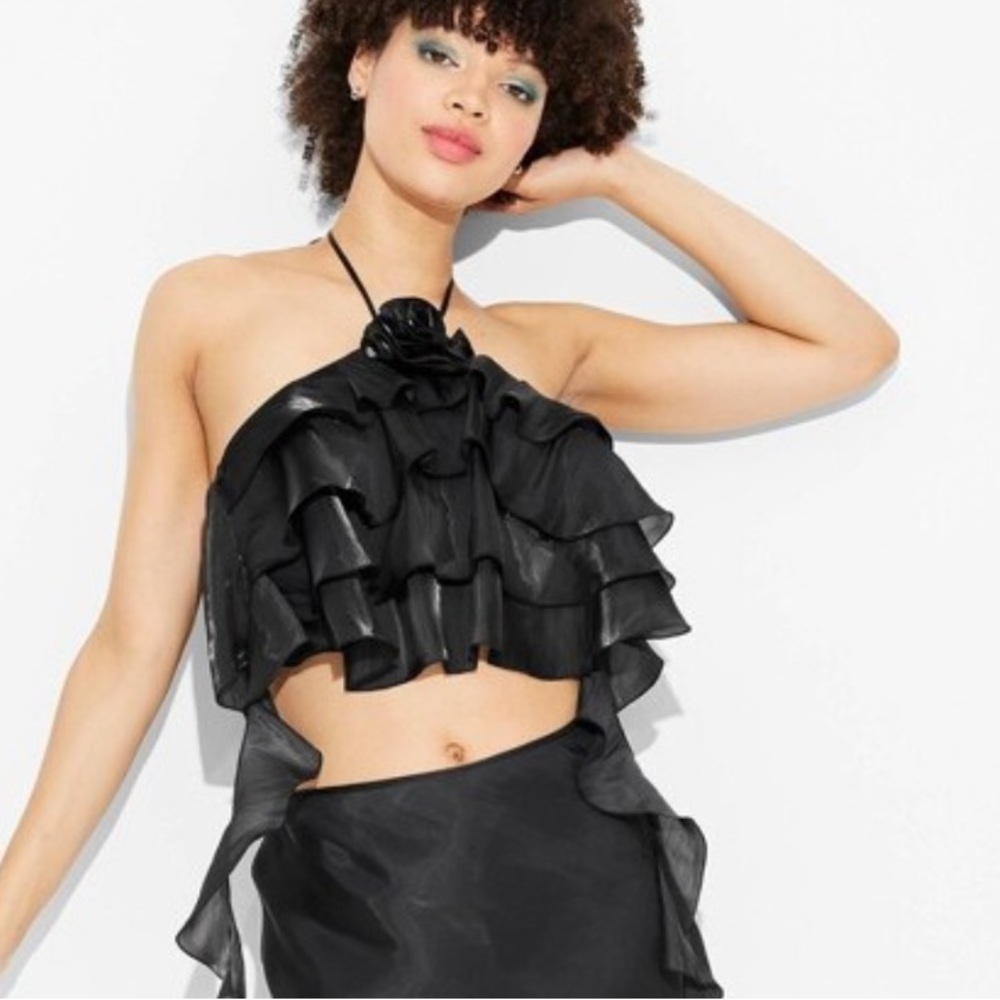 Women's Satin Ruffle Rosette Halter
Top - Wild Fable Black new 🆕